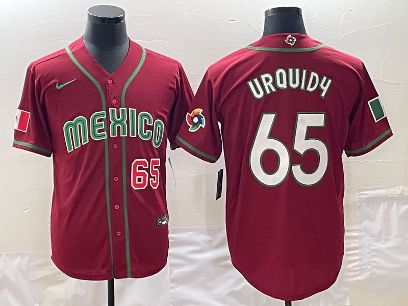 Men 2023 World Cub Mexico 65 Urquidu Red Nike MLB Jersey4